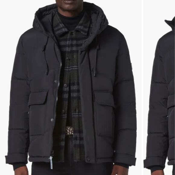 ANDREW MARC Ingram Water Resistant Hooded Down Mens Winter Coat Black Size XL - Picture 1 of 9